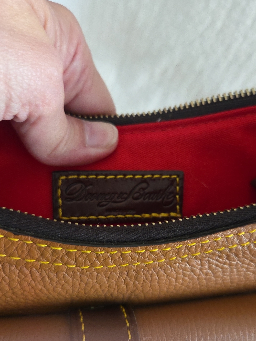 Dooney & Bourke Brown and Dark Brown Pebble Leather Shoulder Bag No Call Outs - Picture 10 of 10